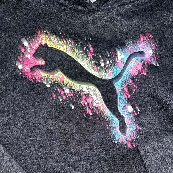 COPY - Puma Youth Girls Fleece Hoodie in Grey - Picture 6 of 8